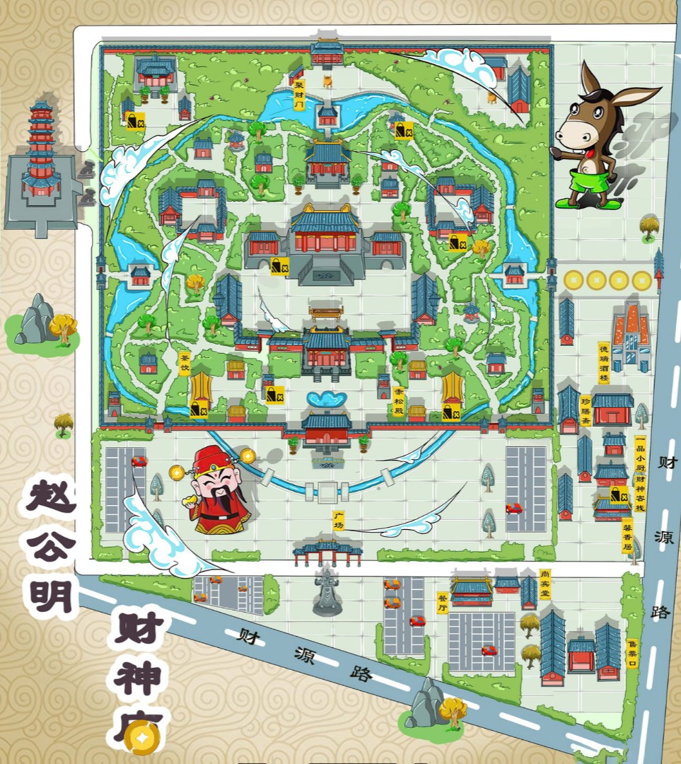 泗水寺庙类手绘地图